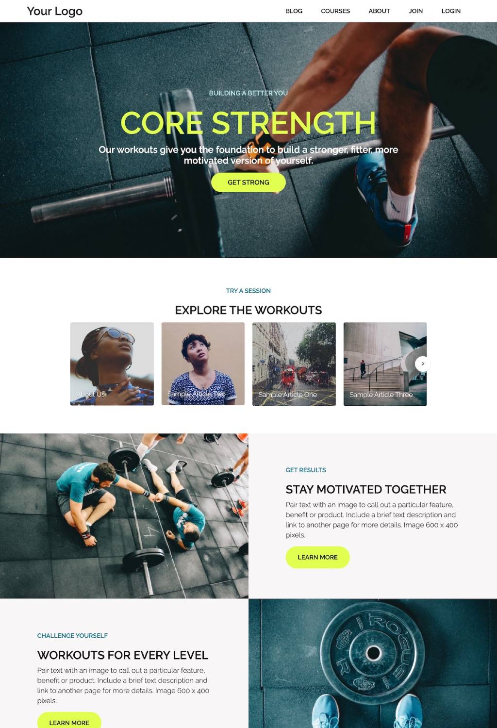 yoga membership website template